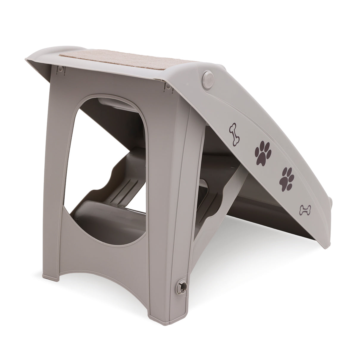 Furtastic Foldable Pet Stairs in Grey - 50cm with Non-Slip Mat for Indoor and Outdoor Use